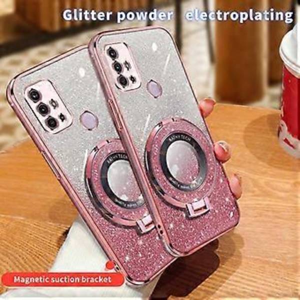 Rund Holder TPU Telefon Cover til Motorola Moto G30 (Sølv)