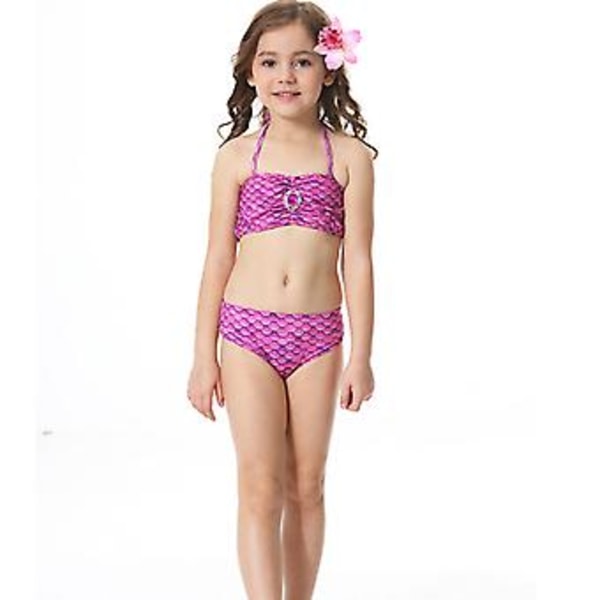 4-11 År Flickor Simbar Sjöjungfru Svans Bikini Set Baddräkt (10-11 År Lila)
