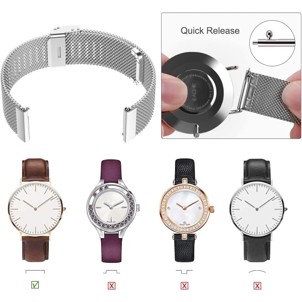 Utgivelse Watch Strap, Mesh Woven Metal Watch Band Clasp for Men and
