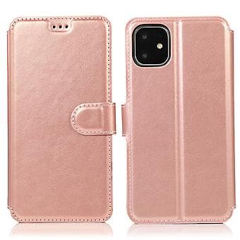 Kalveskinnsveske med tekstur for iPhone 12 / 12 Pro (Rosegull)