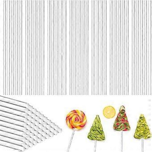 100 stk. Akryl Lollipop-pinner 10 cm, Gjenbrukbare Godteripinner