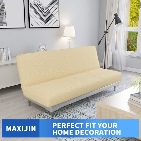 Ljus beige stretchig sofföverdrag 3-sits soffa utan armstöd, Adj