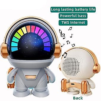 Astronaut Trådløs Bluetooth Højttaler Tws Sød Desktop Rumrobot Subwoofer Bluetooth Højttaler til H