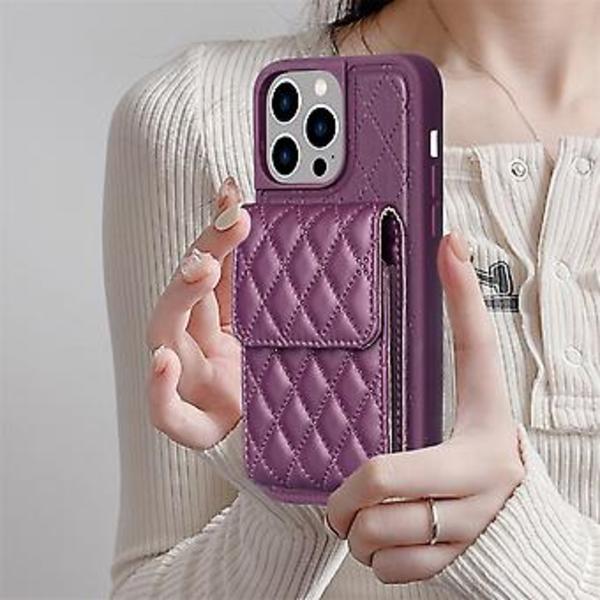 Vertikalt Plånboksfodral i PU-läder för iPhone 15 Pro Max (Mörk Lila)