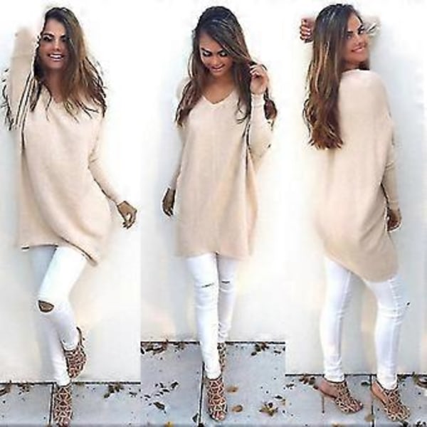 hmwy-damer lång tröja (L Beige)