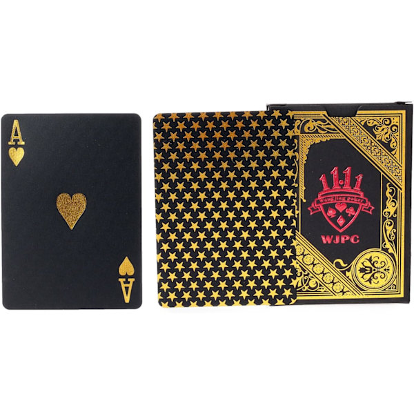 2 x Plastik Poker Kort 1 Sort & 1 Guld Vandtæt Professi