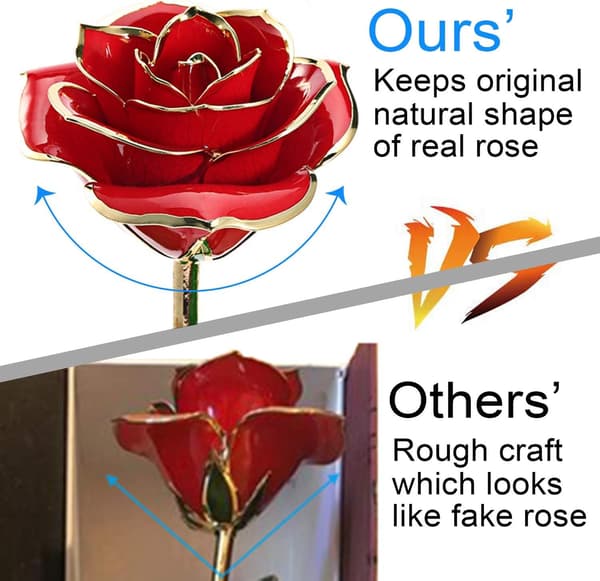 24K roséguldpläterad, elegant evig romantisk blomma med lyxig presentask, idealisk för flickvän