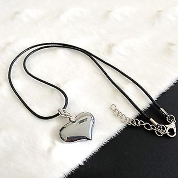 Hjerte Vedhæng Choker Sort Reb Kæde Halskæde Valentinsdag Fødselsdagsgave (B)
