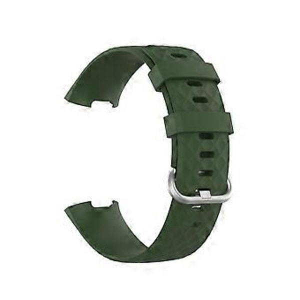 Blød Smart Watch Band Sports Armbåndsrem Udskiftning til Fitbit-Charge 3/4 (S Olivengrøn)