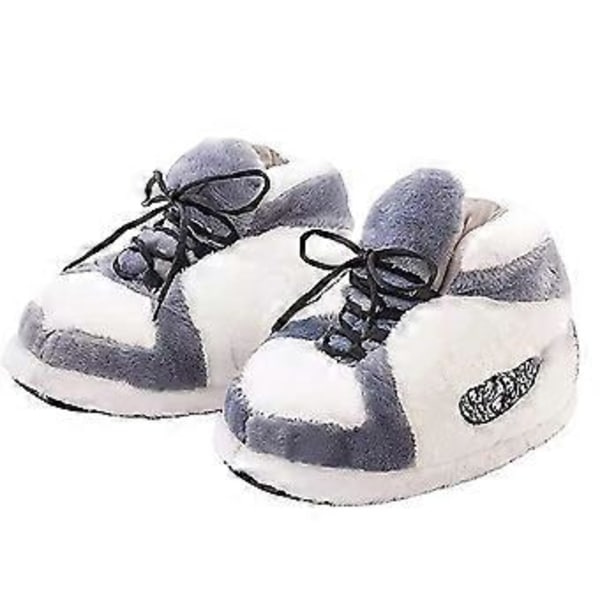 Plushtofflor som sneakers - Kreativt inslag, fluffiga, varma vintertofflor för avslappnad vardagsanvändning (Grå)