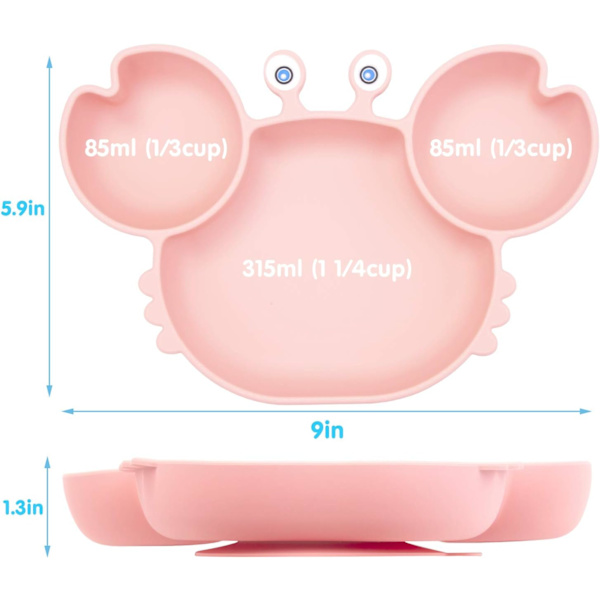 Linowos Mini Silikonplatta med Gaffel- och Skedset för Bebis & Småbarn