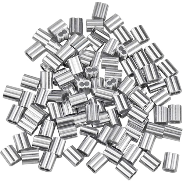 100 stycken aluminiumhylsor, aluminium vajerklämma, aluminium