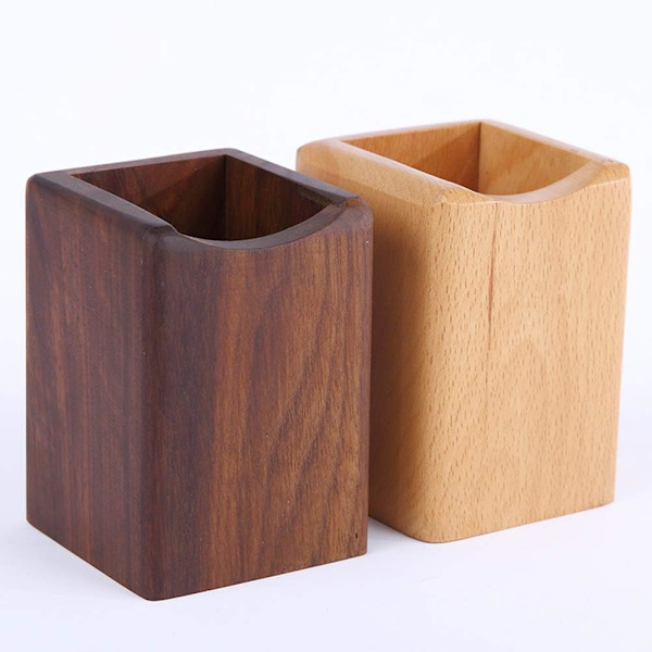 Træ Pen Box Multi-Use Skrivebordsarrangør Eco Naturligt Træ Stora
