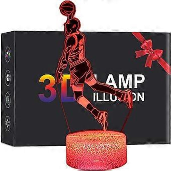 Basketball 3D LED Illusion Lampe Slam Dunk Natlampe til Børn Fjernbetjening & Smart Touch 16 Farver Skiftende Skydning En Kurv Legetøj Gaver