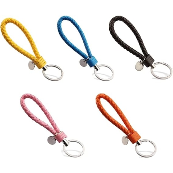 5pcs Braided Leather Key Chains Key Rings For All Cars Key Rings