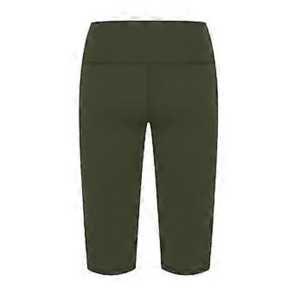 Knælange caprileggings til kvinder med lommer til afslappet træning, sommer, højtaljede yogabukser, leggings, sort S (S sort)