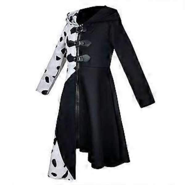 Cruella De Vil Cosplay-puvustusseti Naisille, Mekko + Mustat Hanskat, Halloween-Karnevaali-Puolue-Fantasiapuku Roolinäyttelüseti (L)
