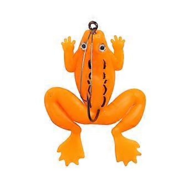 4 stk. Frø Fiskeagn Kunstigt Agnsilke Frøagn med Krog Tackle (Orange)