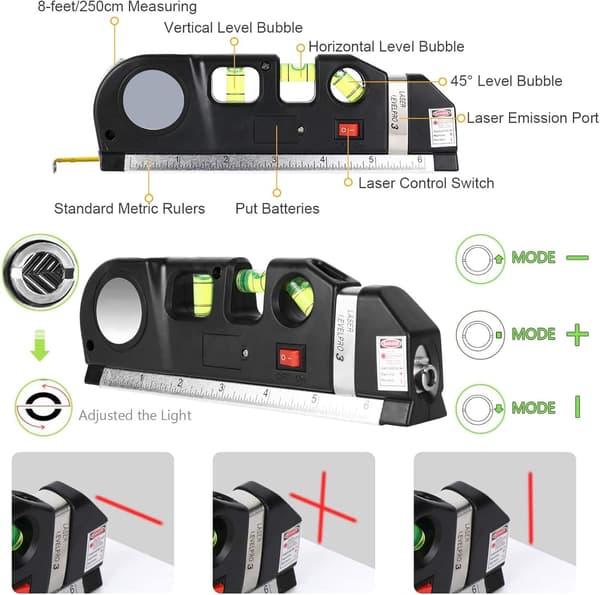 Mångsidig Lasernivå 4 i 1 Bärbar Kraftfull Laser Vattenpass
