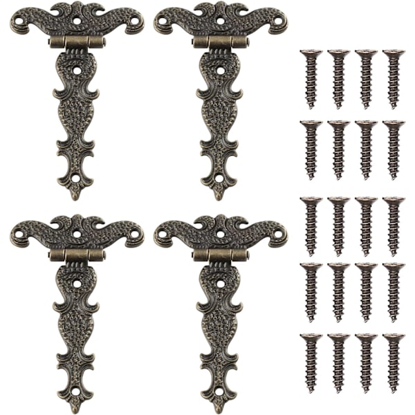 4 stk. Retrohængsler, Retro Bronze Dekorative Hængsler med Montering