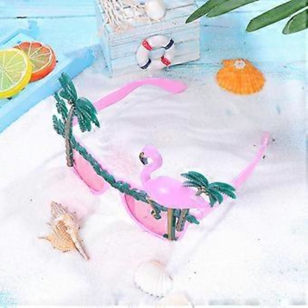 2 st Flamingo-design glasögon Roliga kokosnötsträd glasögon Hawaii-fest Klä upp Dekorativa leksaker Strandfoto rekvisita Ögonkläder (Rosa)
