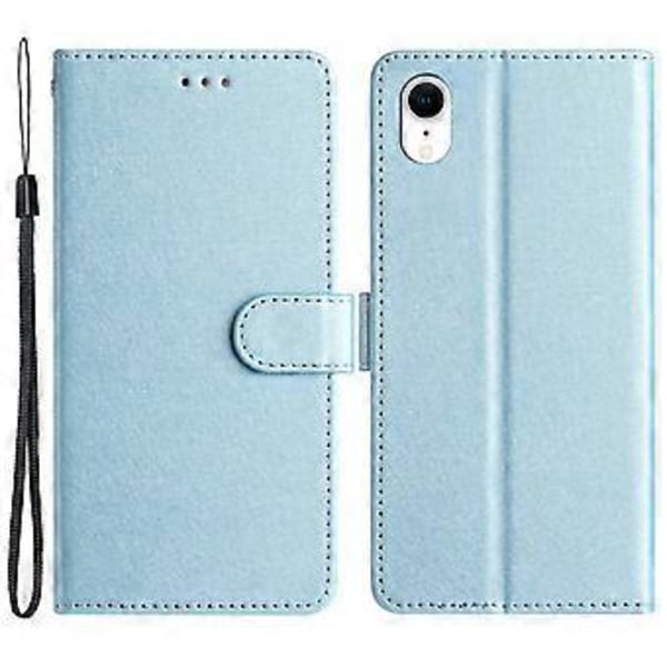Lompakko-kotelo iPhone XR 6.1 tuuman puhelimelle, Silk Texture PU-nahka, puhelinteline, rannehihna (tyyli B)
