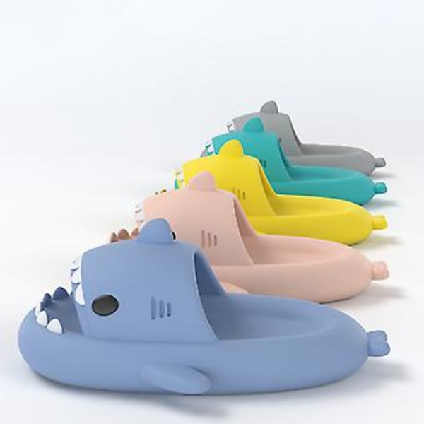Søte sky tegneserie hai slippers sklisikre EVA sandaler for kvinner og barn utendørs (40-41 gul)