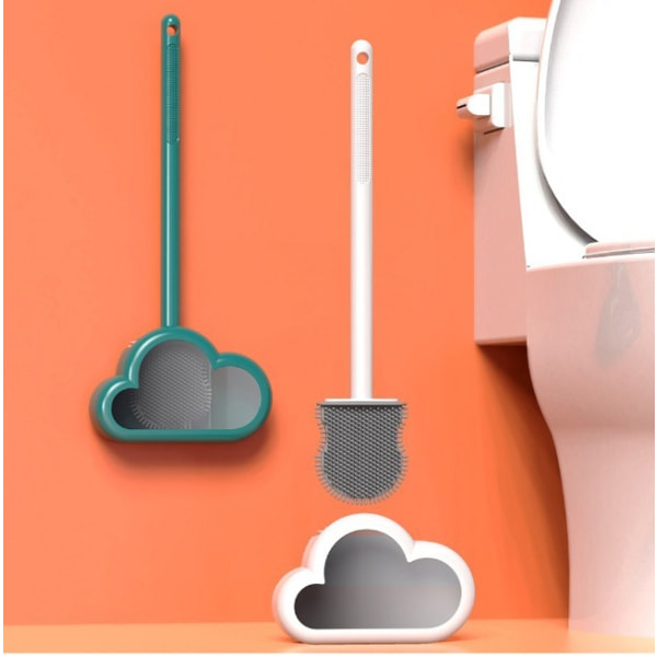 (Green) Silicone Toilet Brush, Deep Toilet Brushes and Stand