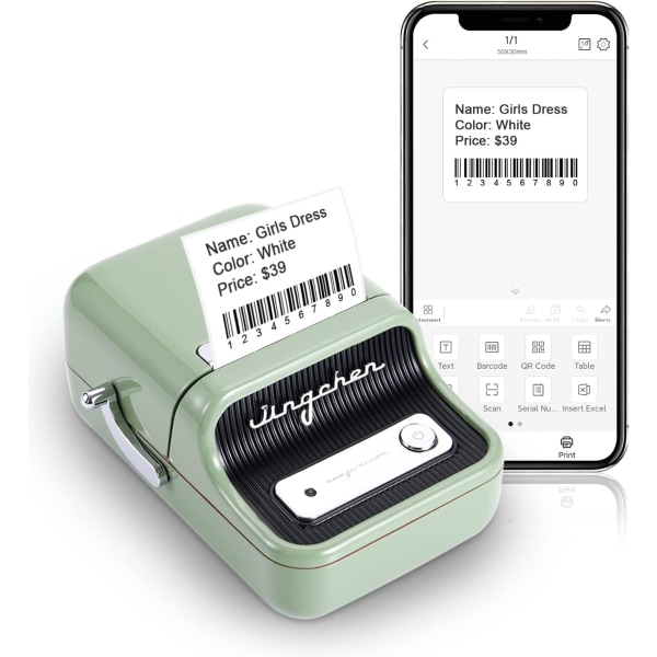 Grön Smart Label Maker B21 med 230 etiketter Bluetooth Therma