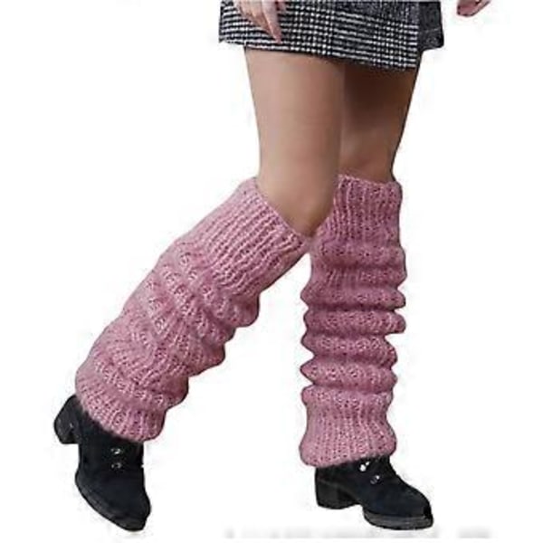 Damstrumpor Ben Vanliga Vintervarmare Stickade Långa Stövlar Lösa Slouch Strumpor (Rosa)