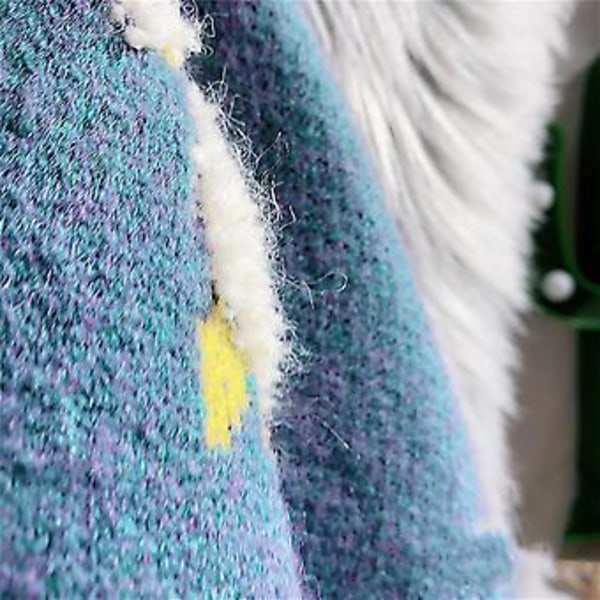 Kvinner Casual Lang Ermet Stripete Patchwork Lang Cardigan Topper Bluse Frakk (Blå)