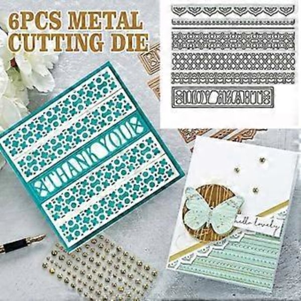Metallstans for linjal, mal for scrapbooking, DIY-album, stempel, papir, kort for håndlagde gratulasjonskort, preging, dekorasjon, håndverksprosjekter