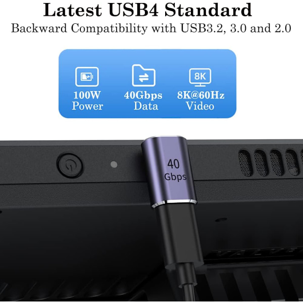 90 graders USB C-adapter (2-pack), USB C hane till USB C hona rätvinklad Co