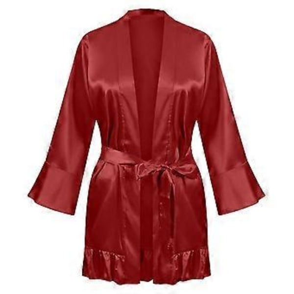 Dam Nattlinne Sexig Badrock Volangfåll Sovkläder Underkläder Flerfärgad Valfri (2XL Röd)