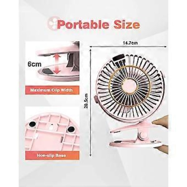 Ladattava pöytätuuletin, mini-USB-tuuletin LCD-näytöllä, 5 nopeutta, 720° pyöritys, kannettava tuuletin, hiljainen tuuletin toimistoon/M