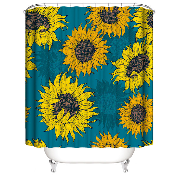 Solros Duschdraperi 180*200 cm（Blå）, Duschdraperi