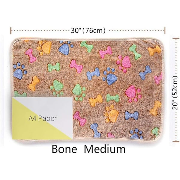 Ultra-blød plyssetæppe til hund/kat 3 stykker knogle medium (76*52c