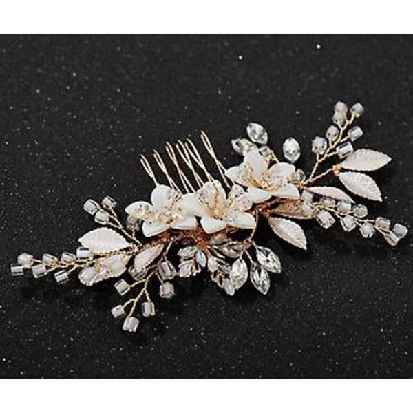 JUSCH Bryllupshårkam Klips Brud Krystal Bryllupshårtilbehør til Bruder og Brudepiger----Guld,WZ-502R