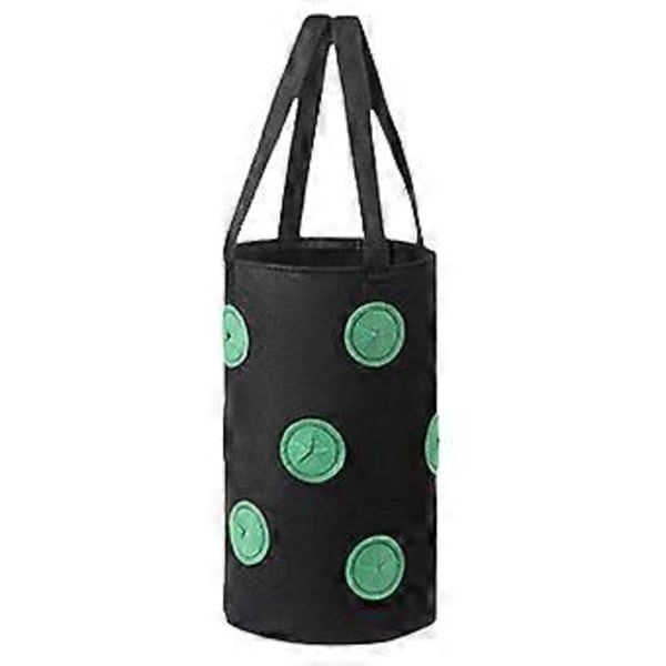 Dyrkningspose Holdbar Stor Kapacitet Non-woven Stof Hængende Jordbær Plantepottepose til Have Qinhai (Sort)