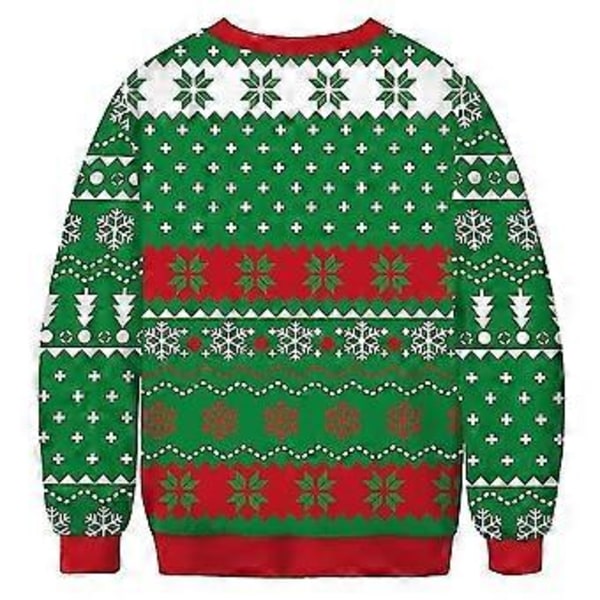 Naisten Miesten Pariskuntien Jouluinen Collegepaita Grinch-kuviolla, Pyöreä Pääntie, Ruma Neule, Pitkähihainen Vihreä Hirviö Collegepusero (3XL B)