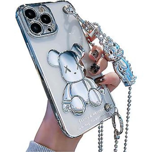 Sött Skal för Iphone 13 Pro Max, Handledsrem Stativ Mjuk Tpu Stötskyddande, Cartoon Kawaii Omslag Mode Minnie Mouse Glitter Bling Design, Iphone Skal