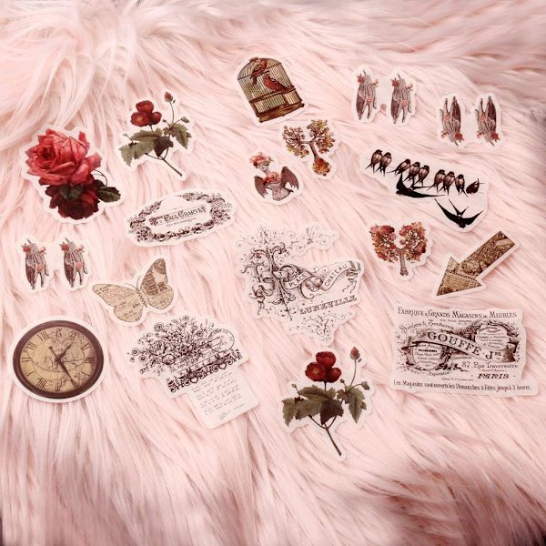 60 kpl Scrapbooking-tarroja, Scrapbooking-tarroja Kukkien Kasvien Kuviot Retro Elementit Washi Sti