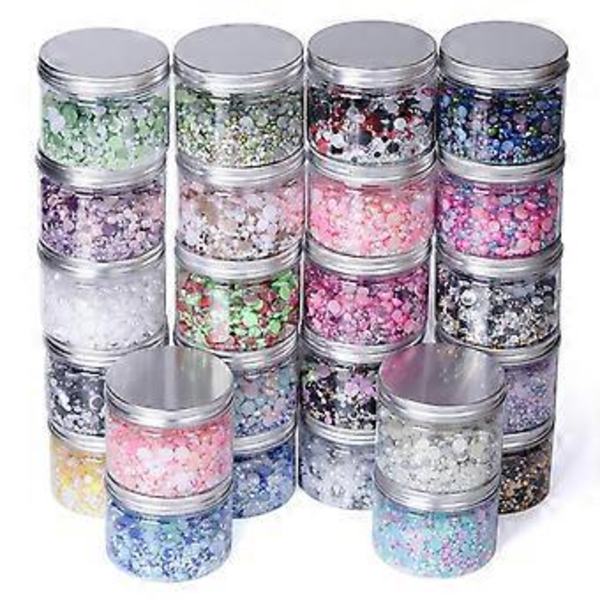 Flatback Pärlor Strass Set Blandad Storlek 3mm-10mm Resin Strass Halva Pärlor för Hantverk, Halvrunda Flatback Pärlor (150g F)