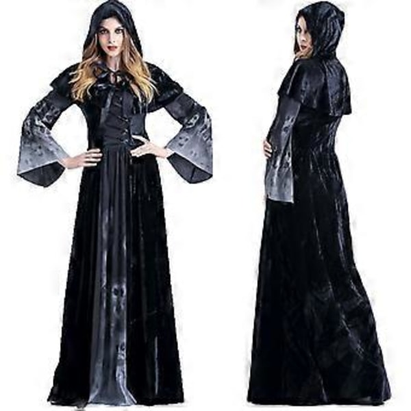 Lady Witch Vampire Cosplay Kostymer Gotisk Kappa Festkläder (XL)