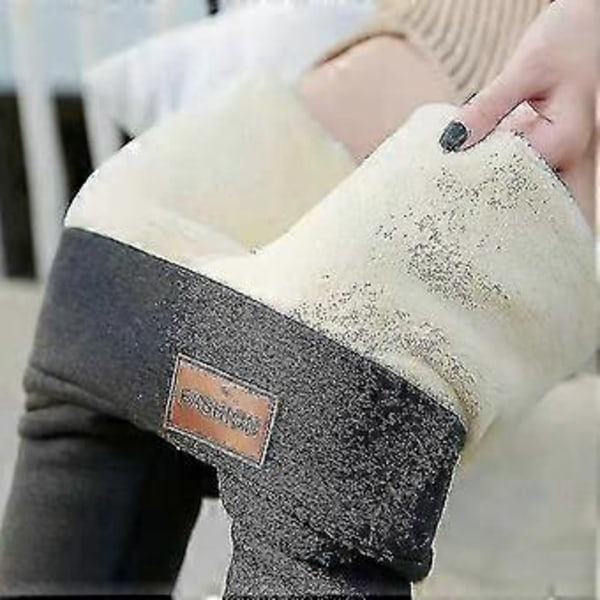 Vinter Sherpa Fleeceforede Leggings for Kvinner, Høyt Liv Elastiske Tykke Kasjmir Leggings Plysj Varm Termisk (4XL Grå)