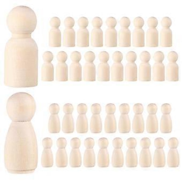 40 st Trädockor Trädockfigurer Omålade Träfigurer Barnhantverk