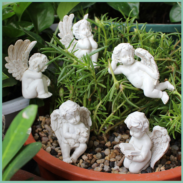 Enkelin Puutarha Tarvikkeet Ulko- ja Sisätiloihin, 5kpl Miniatyyri Enkeleitä Fig