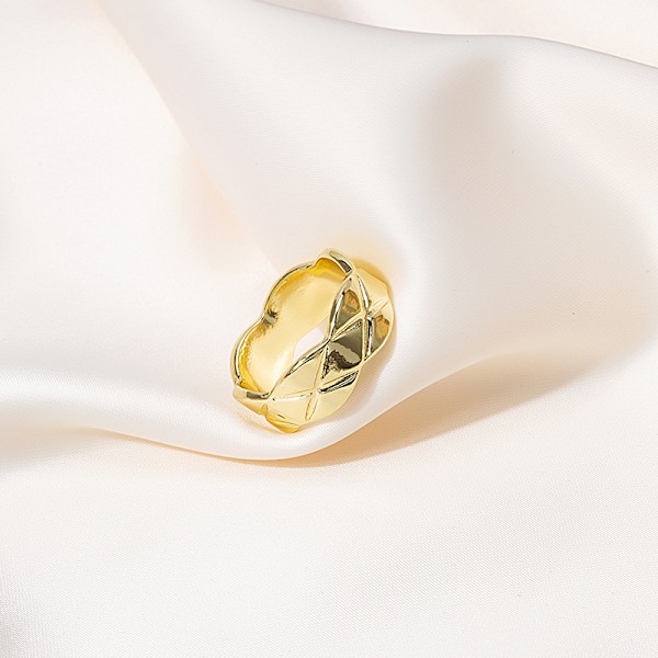 Krossrutig ring i 18k guld för kvinnor och män, bred guldring