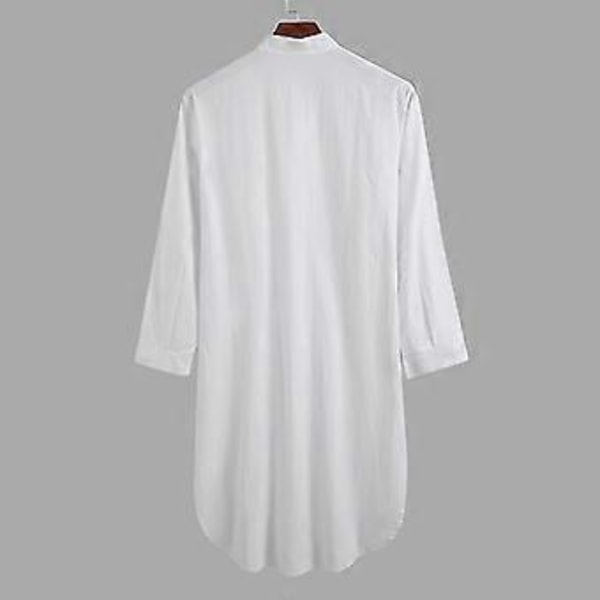 Herr Hood Onepiece Sovskjorta Bomulls Nattskjorta Mjuk Sovplagg (3XL Vit)