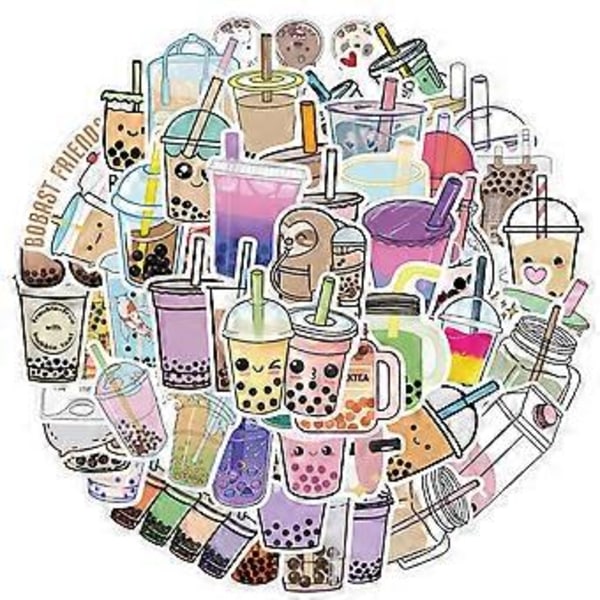50 stk., bubble tea-klistremerke, vintage-klistremerke for bærbar PC, koffert, skateboard, bil, sykkel, datamaskin, graffiti-klistremerke